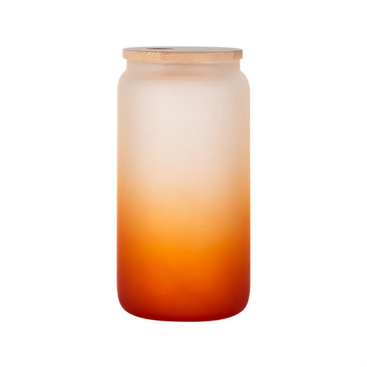 Drink Glass With Bamboo And Wood Lid With Glass Straw
