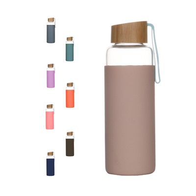 550 ml tiesioginio geriamojo stiklinio vandens butelis su bambukiniu dangteliu su pasirinktu logotipu